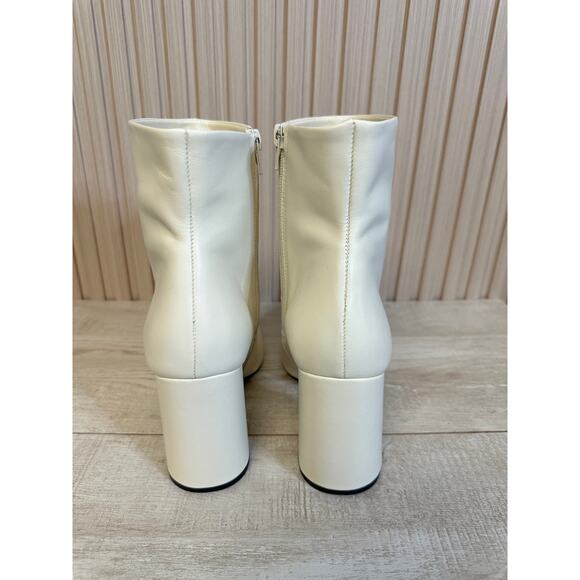 Zara Leather Ankle Bootie in Ivory Sz 10 Brand New in Box - Picture 6 of 15